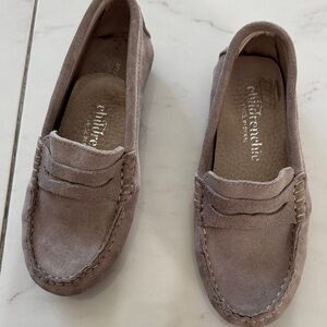 Suede Penny Loafers in Taupe